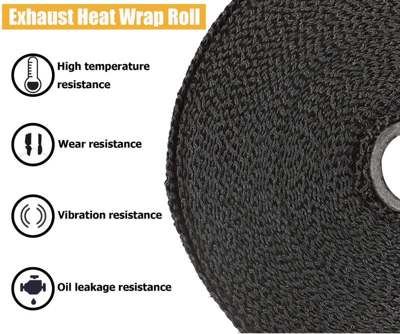 Superfastracing 2 Roll 2" x 50' Exhaust Heat Wrap Roll Fiberglass for Motorcycle Manifold Header Pipe Heat Wrap Tape Black (will lose color) - Image 3